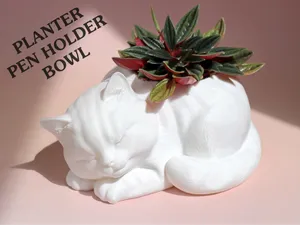 Sleeping Cat Planter / Pen Holder