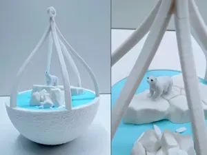 Hanging Christmas Ornament with Polar Bear Scene