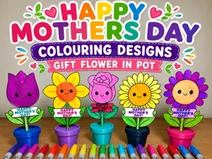 Happy Mother's Day Colouring Flowers Activity Gift