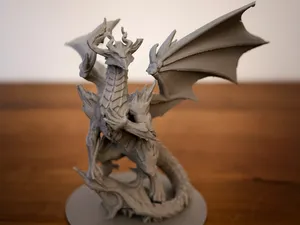 Majestic Twin-Horn Dragon – Fantasy Miniature
