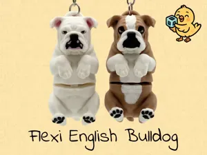English Bulldog Keychain – Articulated Flexi Dog