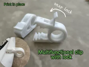 Multi-functional clip with lock - Print in place
