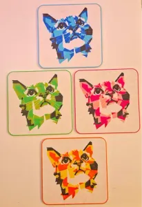 Holographic Poly Cat Coasters