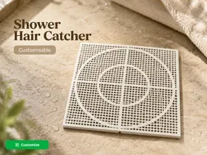 Customisable Parametric Shower Drain Hair Catcher