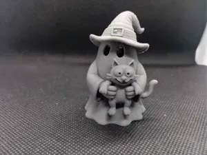 Ghost Holding Cat Halloween Decor Figure Creature