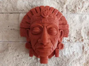 Ancient Mayan Face Sculpture v7