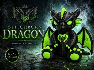 Stitchborn Dragon - Dark Plush Guardian