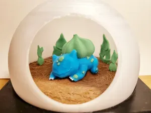 Miniature of a Bulbasaur inside a Terrario