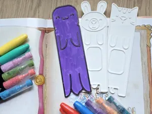 Squid Bunny Cat Bookmark Coloring Craft