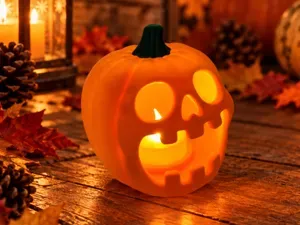 Halloween Totenkopf Kürbis LED Teelicht