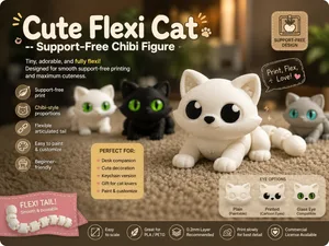 Cute Flexi Cat – Support-Free Chibi Figure