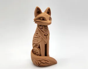 Wood-Carved Fox Totem