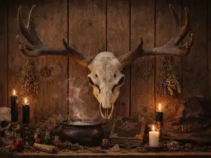 Realistic Deer Skull with Antlers Detailed Trophy