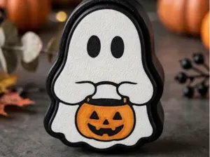 Cute Halloween Ghost with Pumpkin Bucket Clicker