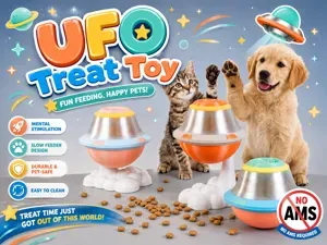 UFO Treat Toy for Dogs & Cats – Puzzle Slow Feeder