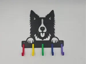 Dog Leash & Collar Holder, Border Collie