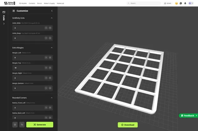 Gridfinity Parametric Base Plate — Image 2 of 3