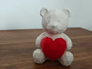 Low Poly Valentine Teddy Bear with Heart