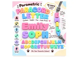Parametric Paracord Letter Beads Chunky Vertical