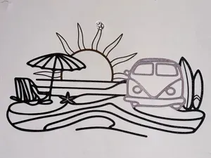 Wall Art, Ocean Beach Sunset Scene with VW Van