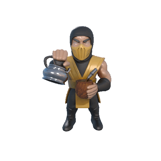 Scorpion Mortal Kombat 3D Tomando Mate Argentino