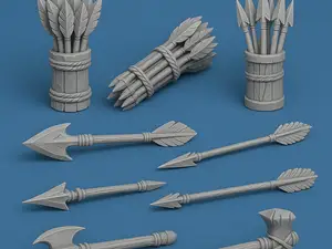 Fantasy Arrow And Axe Weapon Pack
