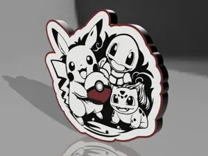 Pokémon Trio LightboxPikachu Squirtle & Bulbasaur