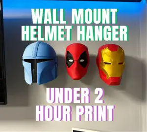 Helmet Hanger Wall Mount (under 2 hour print)