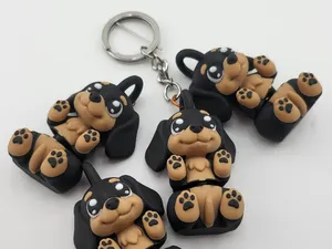 Dachshund Dog Keychain Flexi Toy Articulated