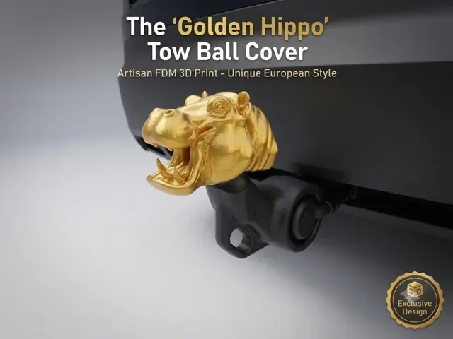 Golden Hippo Tow Hitch Ball Cover Cap