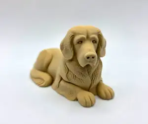 Carved Laying Golden Retriever