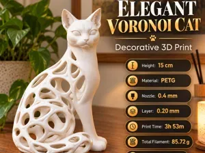 Elegant Voronoi Cat – Modern Lattice Sculpture