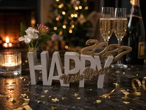 Silvester 2027, Tisch Neujahr, Happy New Year
