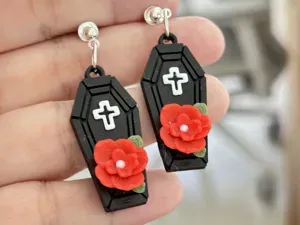 Coffin of the Scarlet Bloom earring