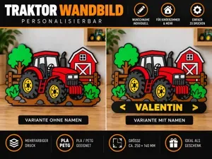 Traktor Wandbild personalisierbar | Kinderzimmer