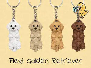 Golden Retriever Keychain – Articulated Flexi Dog