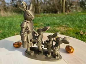 Sweet Easter Bunny Family with Egg Baskets