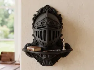 3D Knight Helmet Baroque Wall Shelf Art