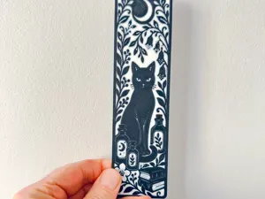 Black Cat Apothecary Bookmark Witchy Books & Moon