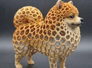 Stylized Sculpture Voronoi Pomeranian Dog