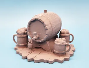 Beer Barrel with Mugs Miniature