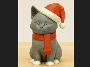 Low Poly Christmas Cat – Festive 3D Print