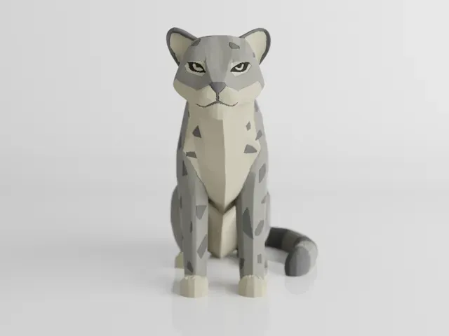 Low Poly Snow Leopard — Image 2 of 6