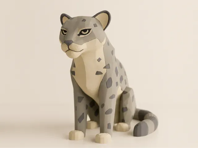 Low Poly Snow Leopard