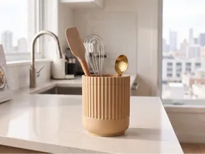 Japandi-style kitchen utensil holder