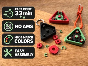TriGear EDC: Mechanical Gear Fidget Keychain