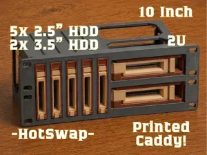 10" Rack 2U 2x 3.5" + 5x 2,5" Caddy hotswap Module