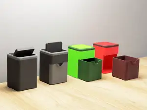 Flip-Top Desk Trash Can with drawer