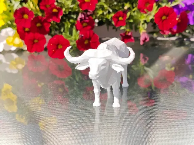 Geometric Low Poly Buffalo Figurine — Image 2 of 9