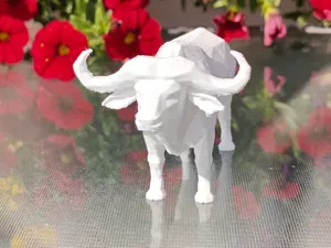 Geometric Low Poly Buffalo Figurine